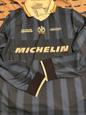 Michelin Men's Blue Striped Long-Sleeve Soccer Jersey